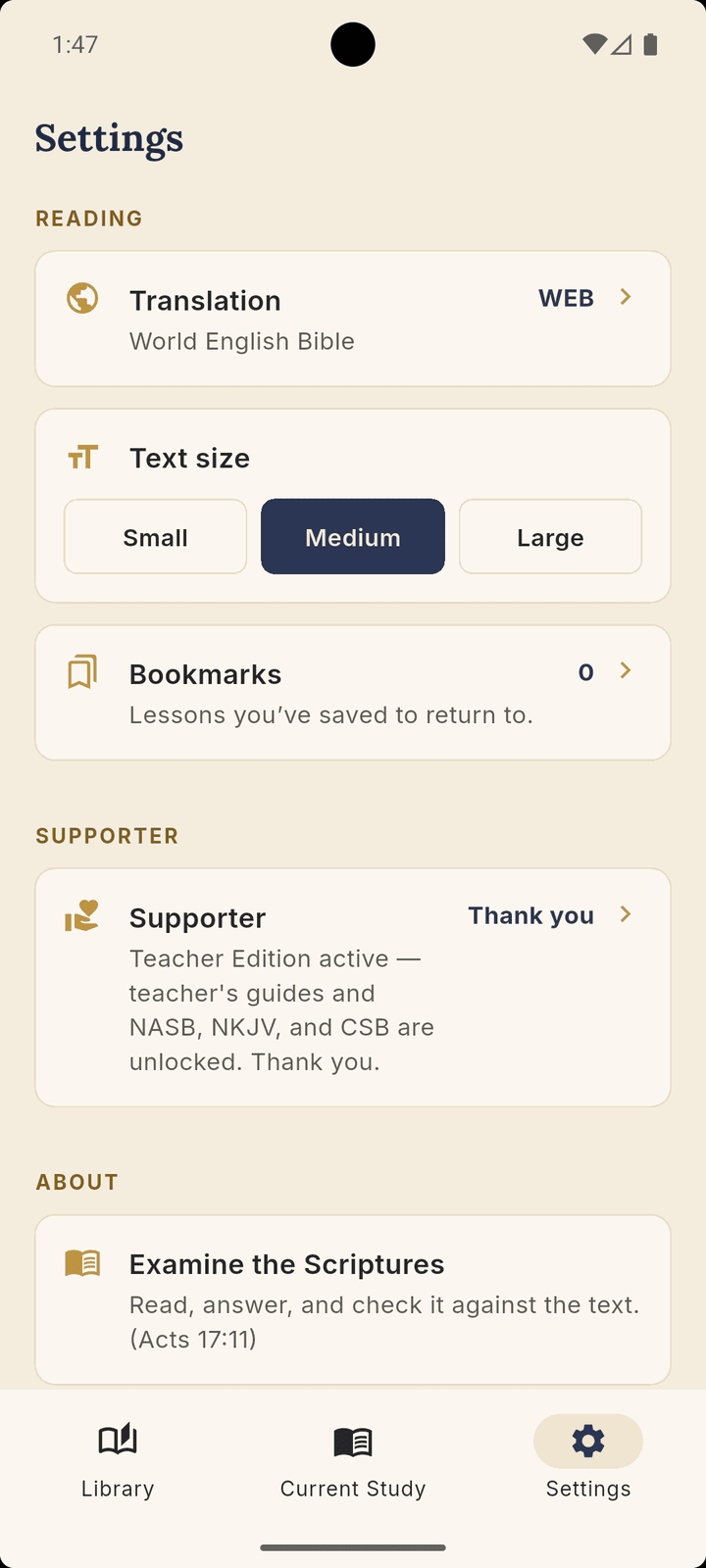 Account and sync settings